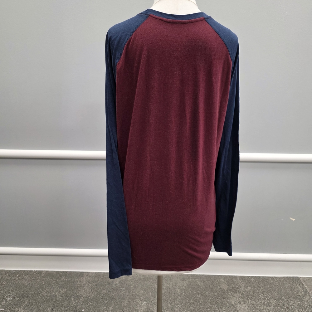 George Burgundy and Navy Long Sleeve Raglan Tee - Picture 5 of 9